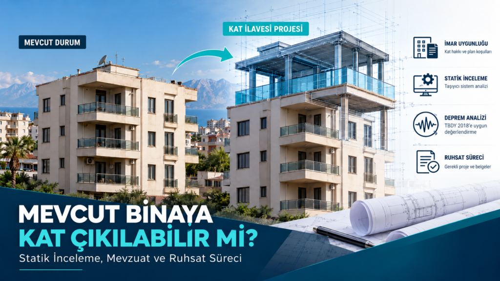 Mevcut binaya kat ilavesi öncesi ve sonrası, statik inceleme ve taşıyıcı sistem analizi