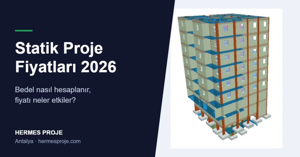 Statik proje fiyatları 2026 – betonarme binanın 3 boyutlu statik modeli